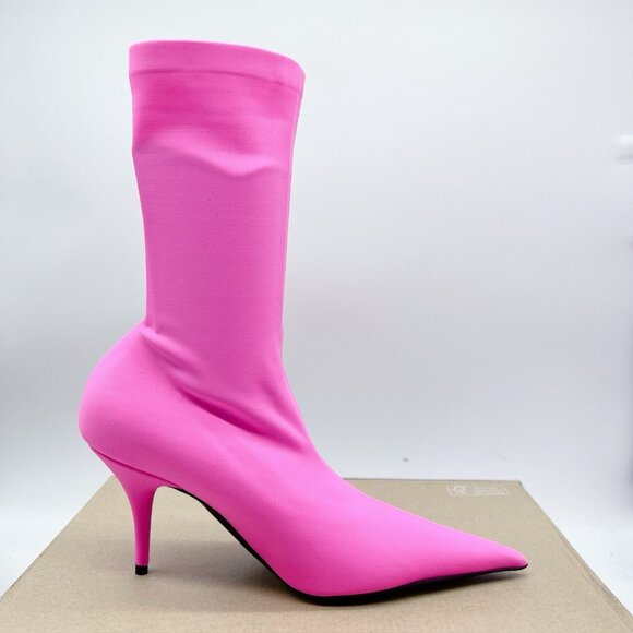 Balenciaga Knife Barbie Pink Pointed Toe Sock Boots Booties EU 37.5 US 7.5 $1290 - Picture 9 of 12